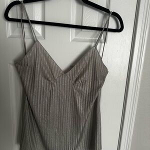 Zara Silver Camisole with Spaghetti Straps and V-Neckline